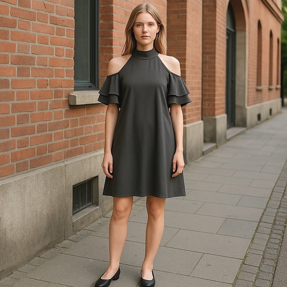 Naked Zebra | Cold Shoulder Black Dress